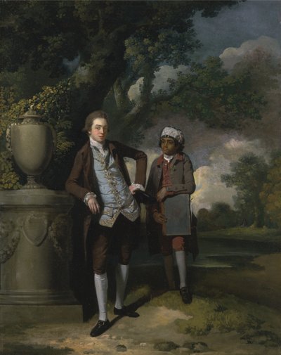 A Young Man with his Indian Servant Holding a Portfolio by John Hamilton Mortimer